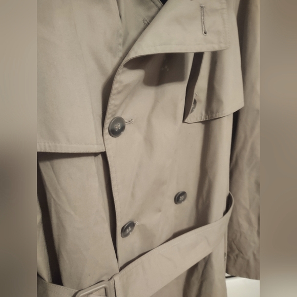 London Fog Towne Mens trench coat tan double breasted like new - Picture 5 of 17
